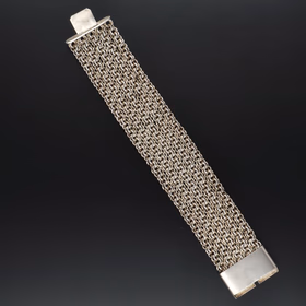 Silver Linked Wide Bracelet