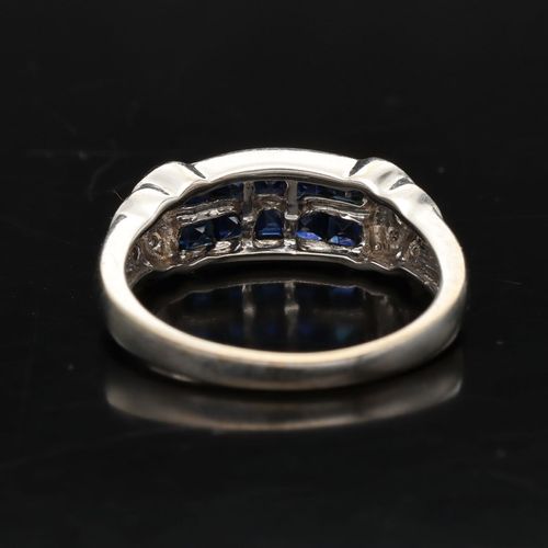 Gold Sapphire Diamond Art Deco Style Ring image-5