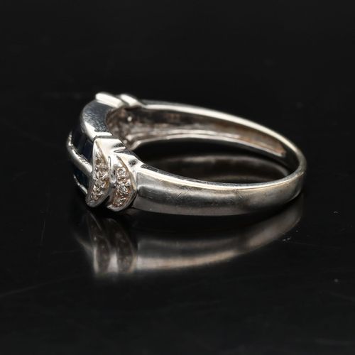Gold Sapphire Diamond Art Deco Style Ring image-3