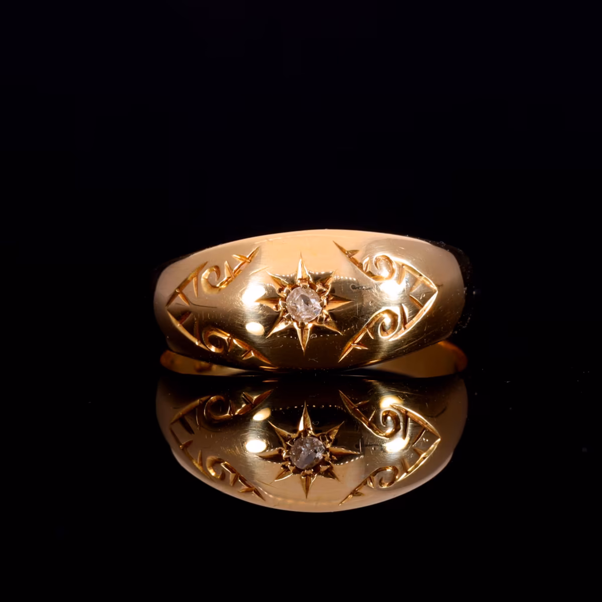 360° view of The Antique Victorian 1864 Diamond Star Ring