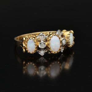 18ct Hand Made Opal and Diamond Ring