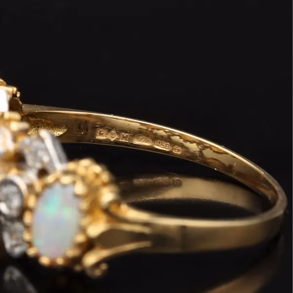 18ct Hand Made Opal and Diamond Ring