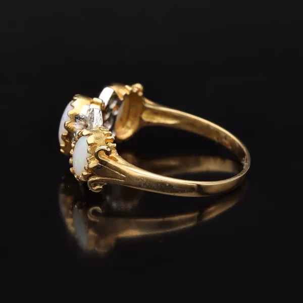 18ct Hand Made Opal and Diamond Ring
