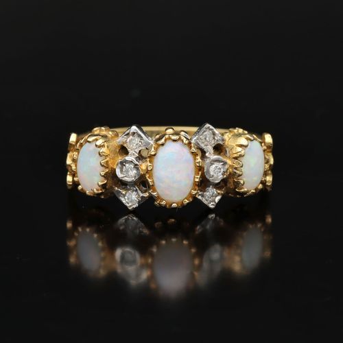 18ct Hand Made Opal and Diamond Ring image-2