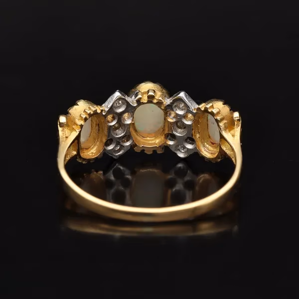 18ct Hand Made Opal and Diamond Ring