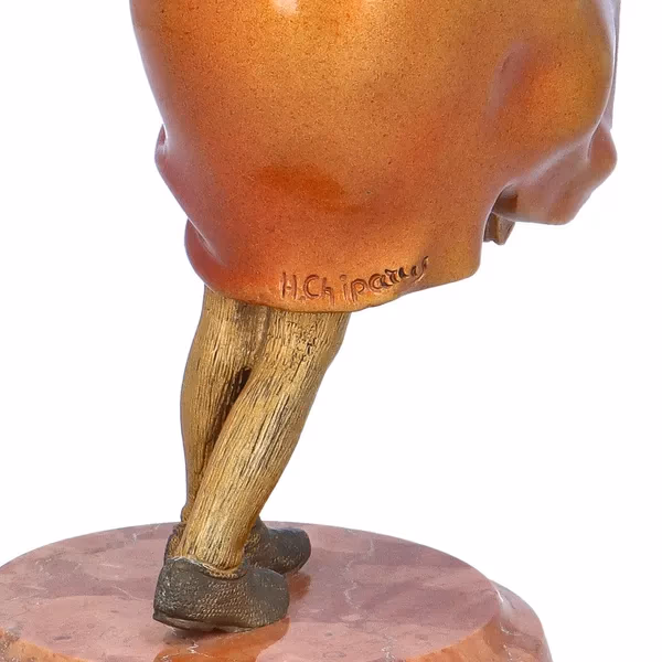 Art Deco Cold Painted Bronze of a Girl with a Cloak by Chiparus