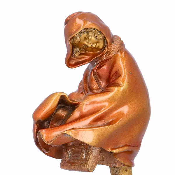 Art Deco Cold Painted Bronze of a Girl with a Cloak by Chiparus