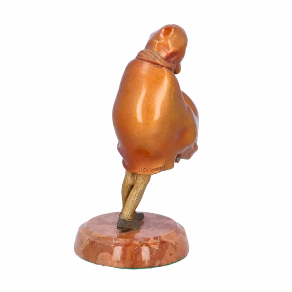 Art Deco Cold Painted Bronze of a Girl with a Cloak by Chiparus