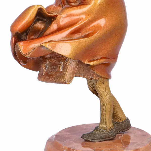 Art Deco Cold Painted Bronze of a Girl with a Cloak by Chiparus