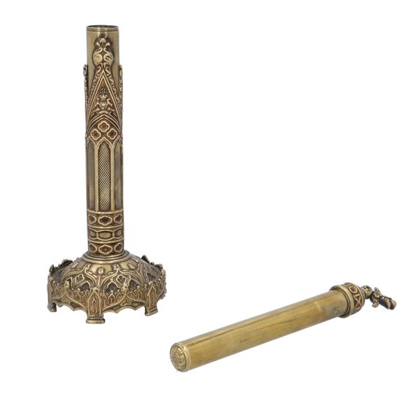19th Century Gothic Brass Scroll Holder
