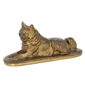 Signed French Gilded Bronze Samoyed Dog