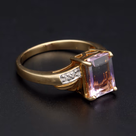 9ct Gold Diamond and Ametrine Ring