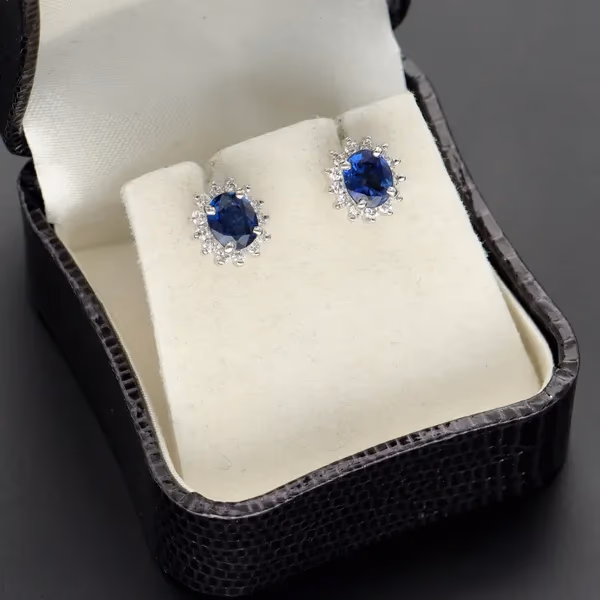 18ct White Gold Sapphire and Diamond Earrings