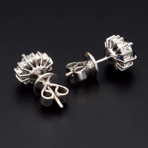 18ct White Gold Sapphire and Diamond Earrings