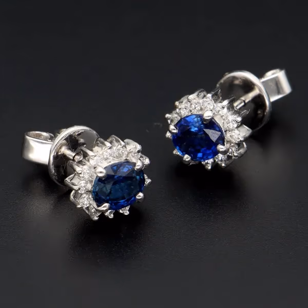 18ct White Gold Sapphire and Diamond Earrings