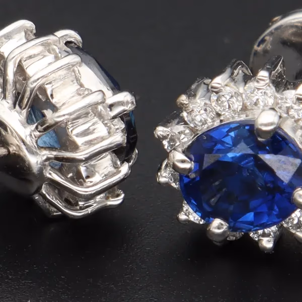 18ct White Gold Sapphire and Diamond Earrings