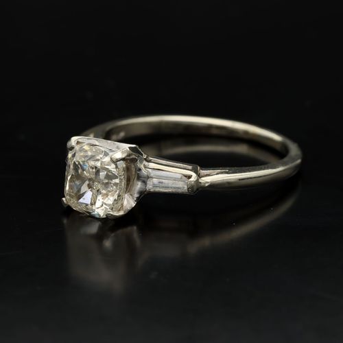 Art Deco Platinum Old Cut Diamond Ring image-3