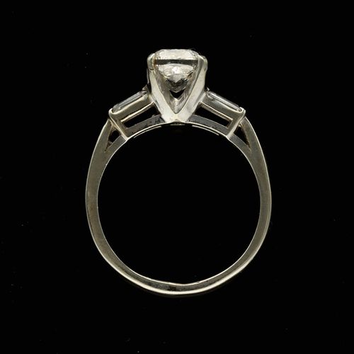 Art Deco Platinum Old Cut Diamond Ring image-6