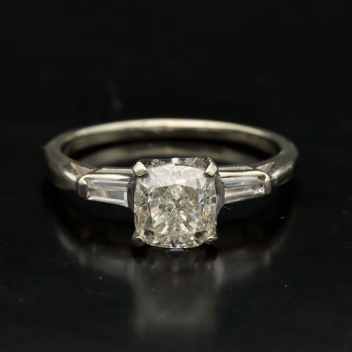 Art Deco Platinum Old Cut Diamond Ring image-2