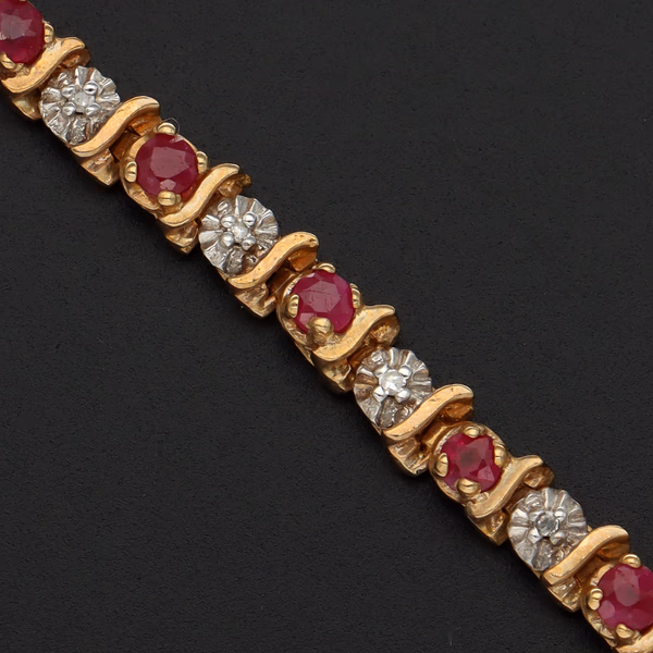 9ct Gold Ruby and Diamond Bracelet