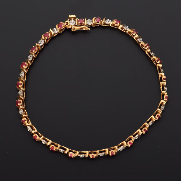 9ct Gold Ruby and Diamond Bracelet
