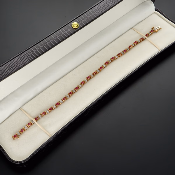 9ct Gold Ruby and Diamond Bracelet