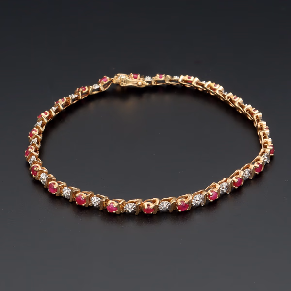9ct Gold Ruby and Diamond Bracelet