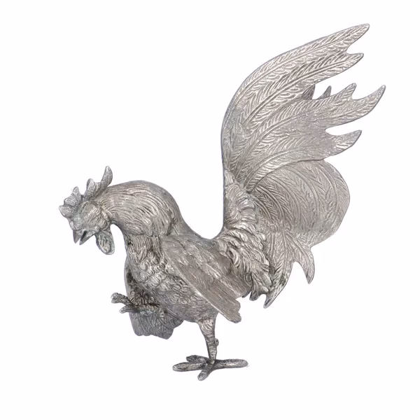 Pair Of Silver Plated Fighting Cockerels