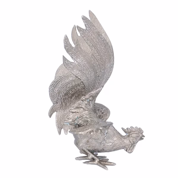 Pair Of Silver Plated Fighting Cockerels