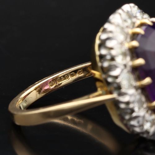 18ct Gold Amethyst and Diamond Cluster Ring image-4