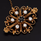 9ct Gold Sapphire and Cz Brooch
