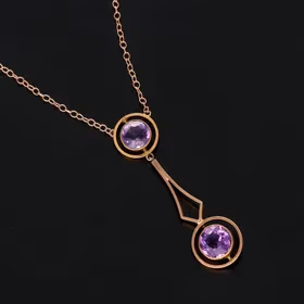 Art Nouveau 9ct Gold Amethyst Necklace