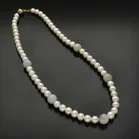 9ct Cultured Pearl and Jade Necklace