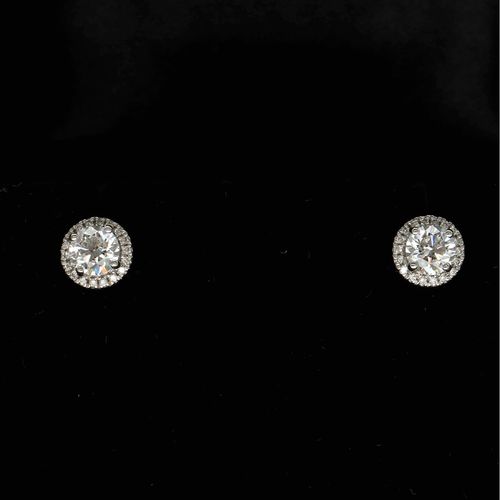 18k White Gold Diamond Stud Earrings image-2