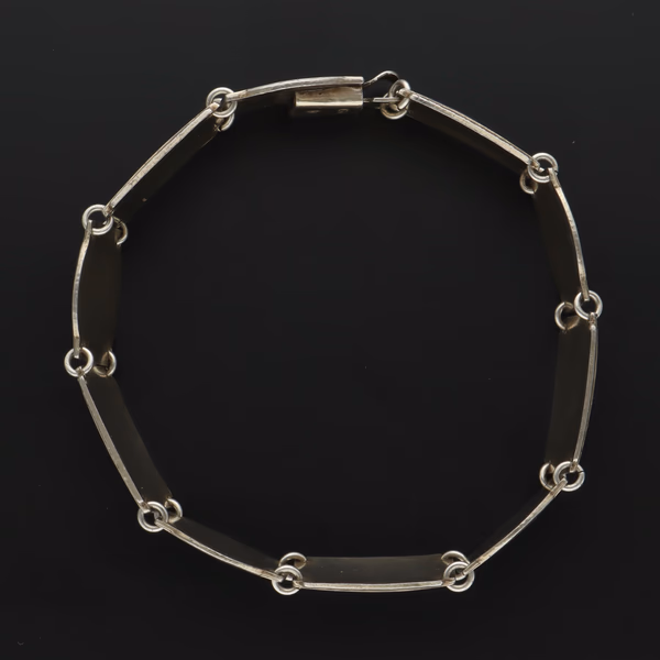 Vintage Norwegian Sterling Silver Hand Painted Enamel Bracelet by Ivar T Holth