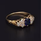 Victorian Yellow Metal Sapphire and Old Cut Diamond Ring
