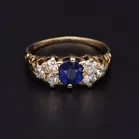 Victorian Yellow Metal Sapphire and Old Cut Diamond Ring