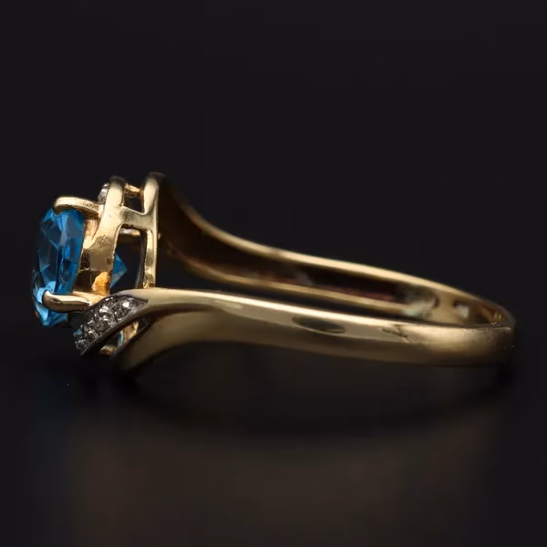 Large Gold Topaz Diamond Ring. Birmingham 1998