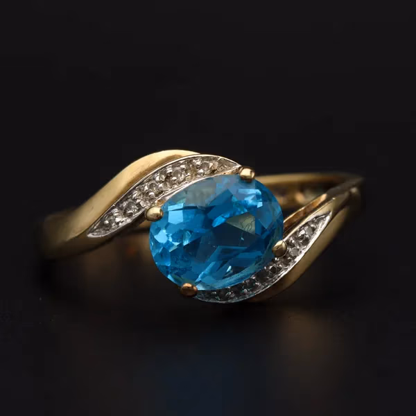 Large Gold Topaz Diamond Ring. Birmingham 1998