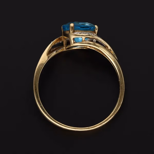 Large Gold Topaz Diamond Ring. Birmingham 1998
