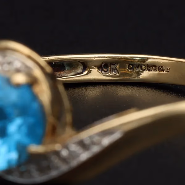 Large Gold Topaz Diamond Ring. Birmingham 1998