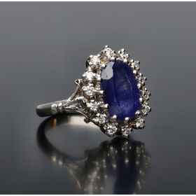 Platinum Sapphire and Diamond Ring