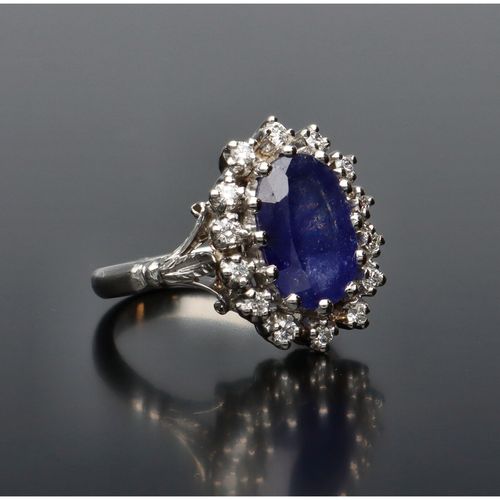 Platinum Sapphire and Diamond Ring image-1