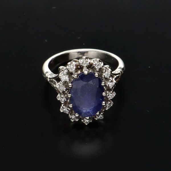 Platinum Sapphire and Diamond Ring