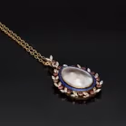 14k Gold Ruby Diamond Enamel and Blister Pearl Pendant