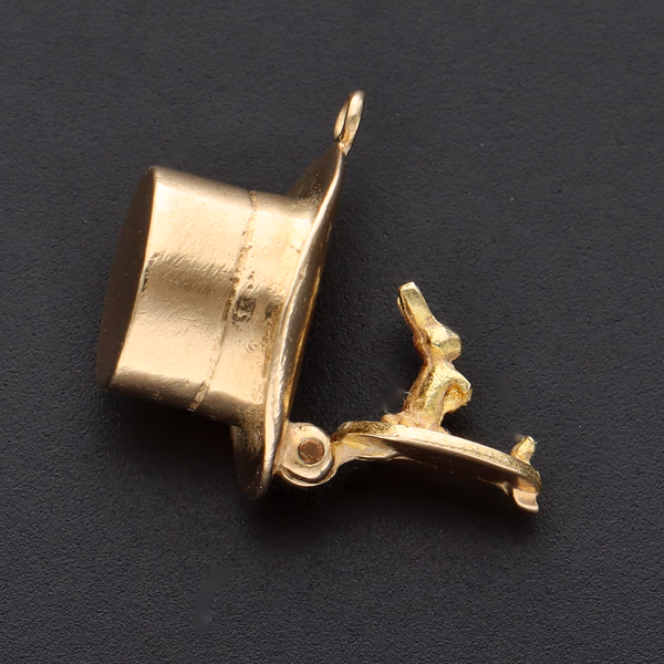 9ct Yellow Gold Rabbit In A Top Hat Charm