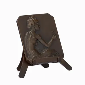 Art Nouveau Bronze Plaque on an easel