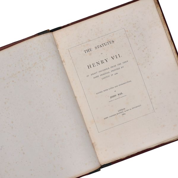 Book Of Statutes Of Henry VII