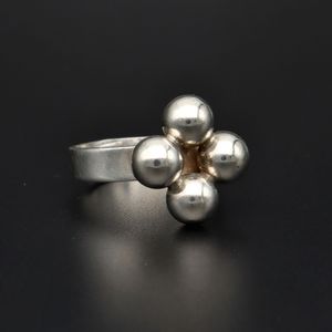 Danish Sterling Silver Four Ball Adjustable Ring