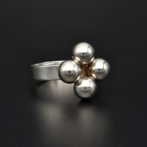 Danish Sterling Silver Four Ball Adjustable Ring image-1